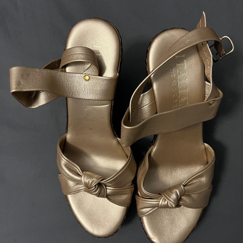 Italian Shoemakers Gold Sandals with Ankle Straps